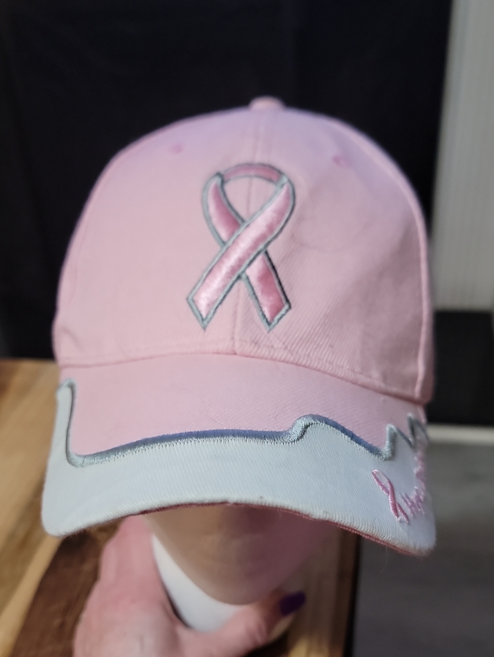 Pink Ribbon Embroidered Baseball Cap - Unbranded